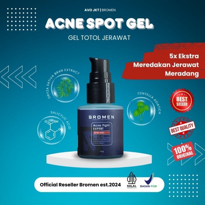 BROMEN ACNE FIGHT EXPERT SPOT GEL wajah pria 15 g - jerawat - totol - noda jerawat - ruam kemerahan