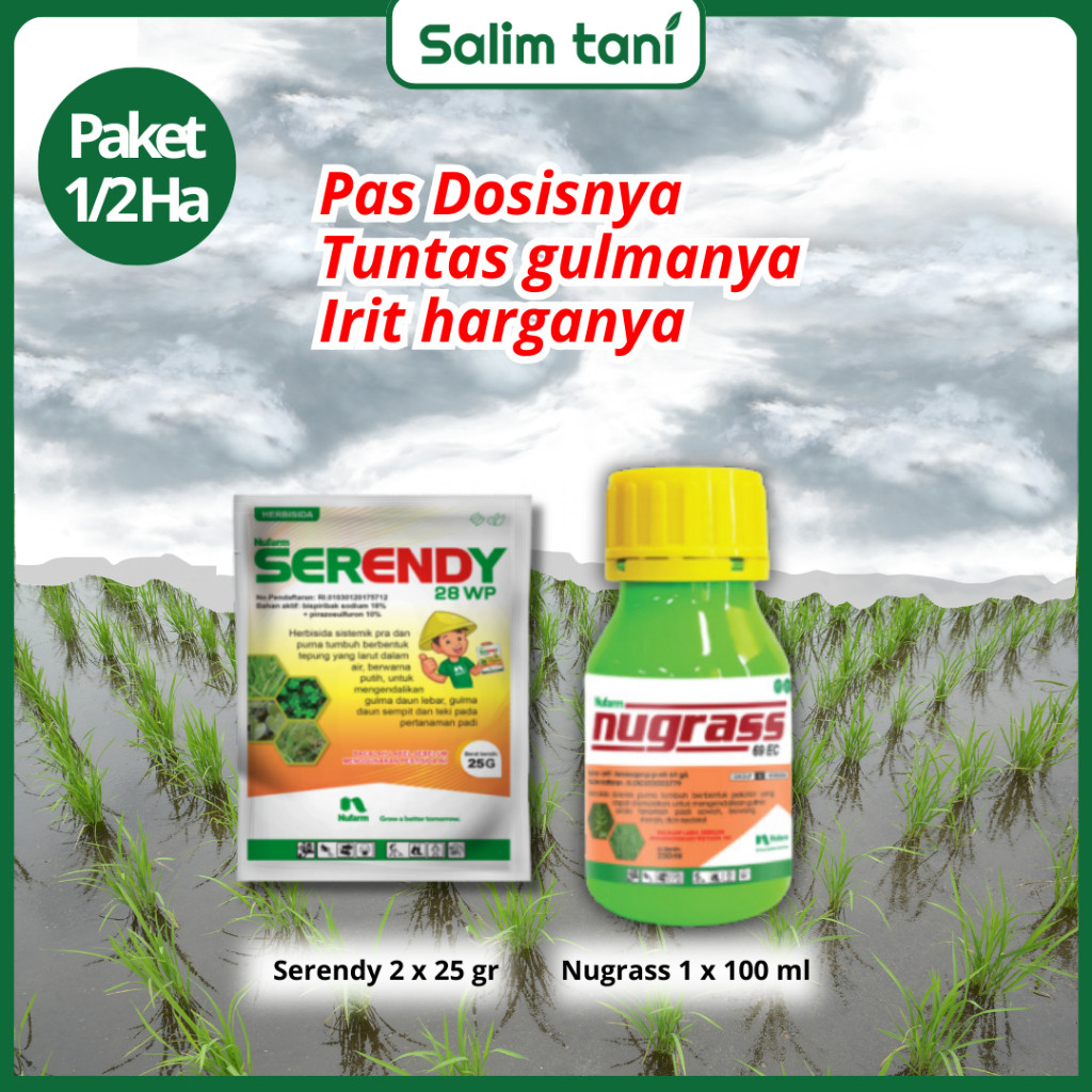 Paket 1/2 Ha Serendy + Nugrass Paket Obat Rumput Ampuh Untuk Tanaman Padi