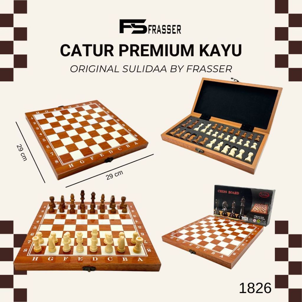 Frasser Sulida Papan Catur Premium  Papan Catur Kayu Papan Catur Lipat Chess Board CTRPPN 08