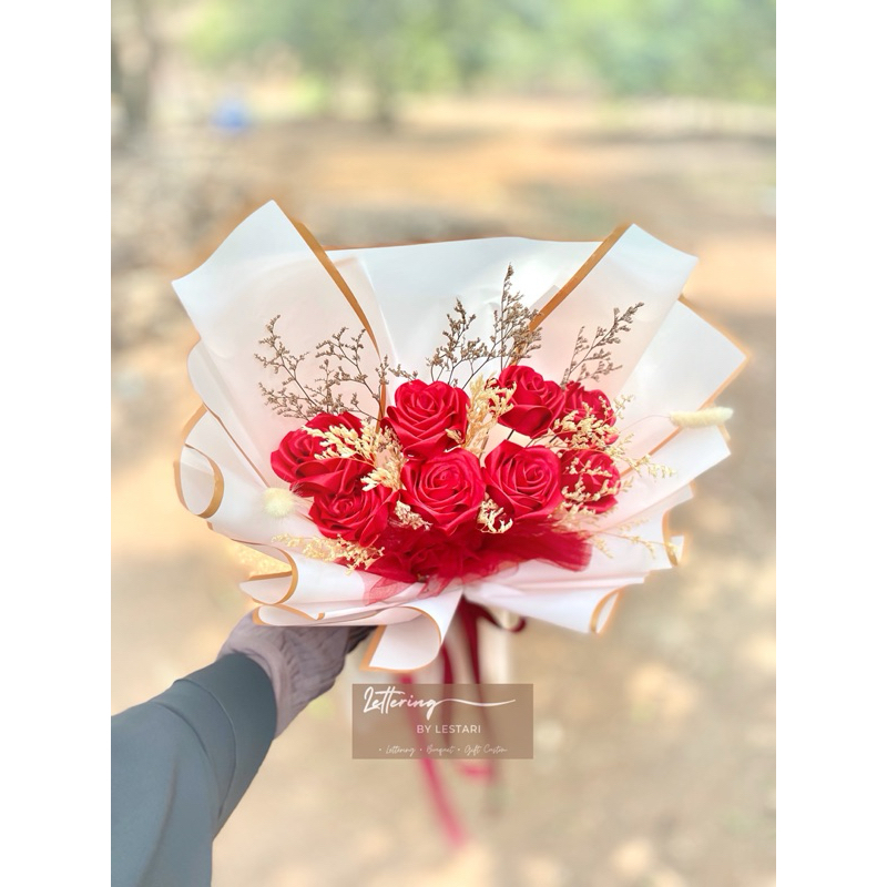 Buket satin/buket mawar satin/buket bunga satin