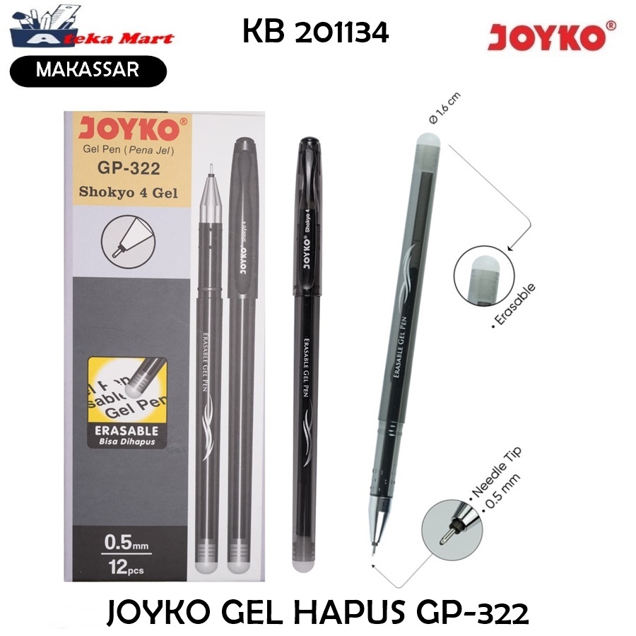 

[BOX/12PCS] JOYKO GEL PEN BISA DI HAPUS GP-322 ERASERABLE PEN