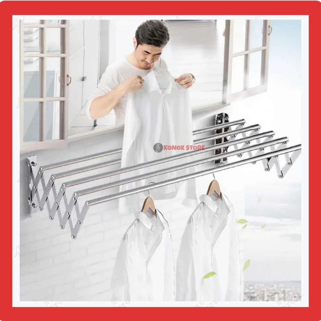 Jemuran Lipat Stainless Steel / Jemuran Pakaian / Jemuran Dinding Lipat