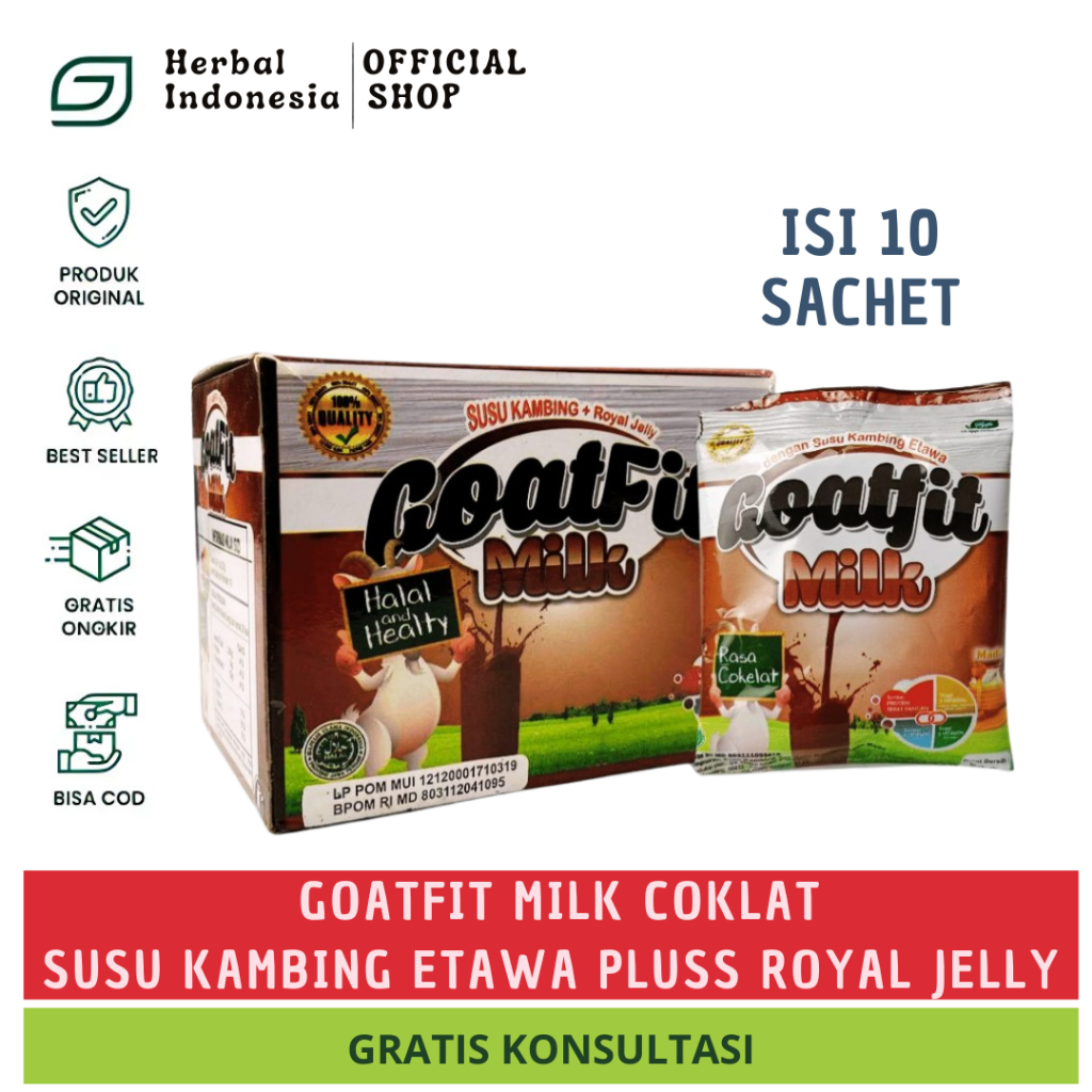 

Susu Kambing Etawa Pluss Royal Jelly Goatfit Milk PER BOX 10 SACHET / Goat Fit COKLAT