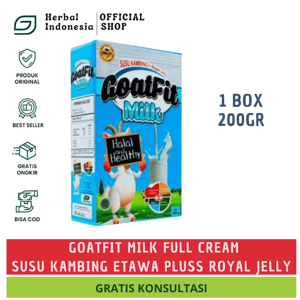 

GOATFIT MILK PUTIH Susu Kambing Ettawa Plus Royal Jelly Goat Fit 200 Gram