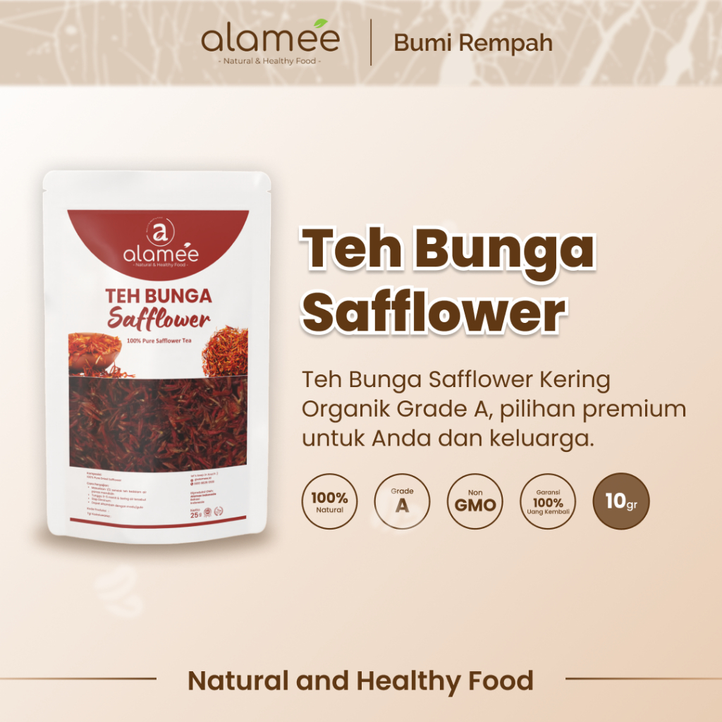 

ALAMEE Teh Bunga Safflower Herbal Tea Original Organik 10gr Alami Siap Seduh Minuman Sehat Organic