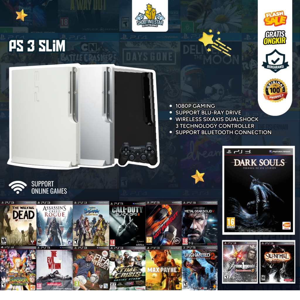 PS3 Slim Second Sony 160GB 250GB 320GB 500GB 1TB - Playstation 3 Slim Garansi 1 Tahun - PS 3 Bundlin