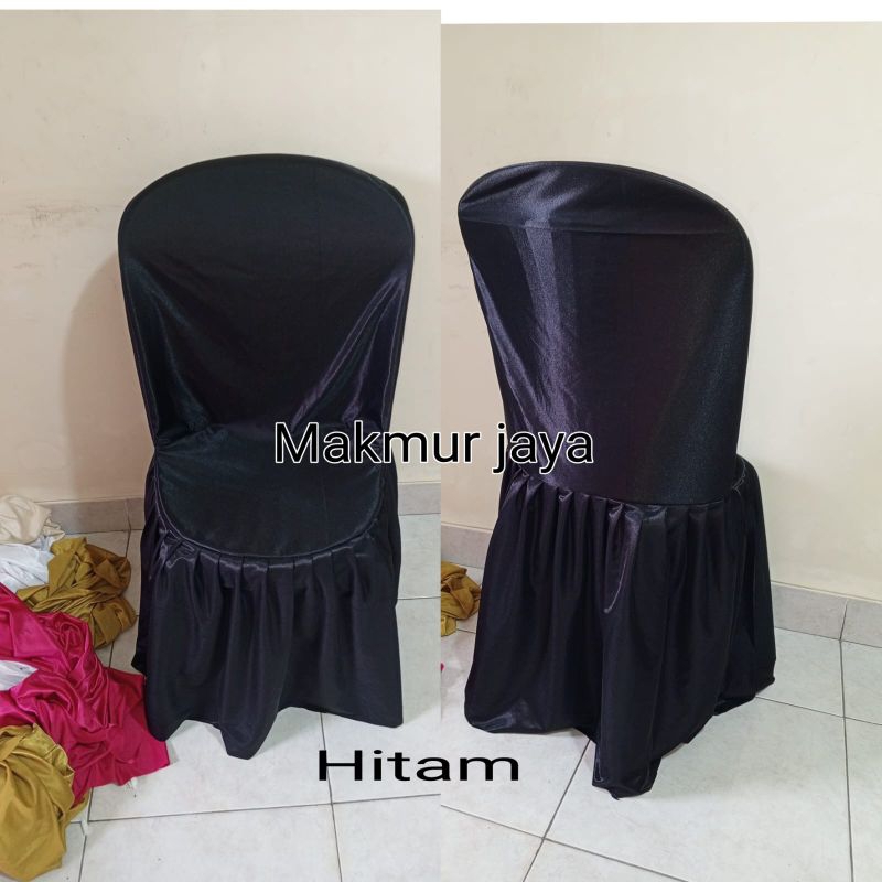 ISI 10 PCS SARUNG KURSI NAPOLLY BULAT ALLSIZE WARNA HITAM BAHAN ABUTAI KAIN KHUSUS DEKORASI