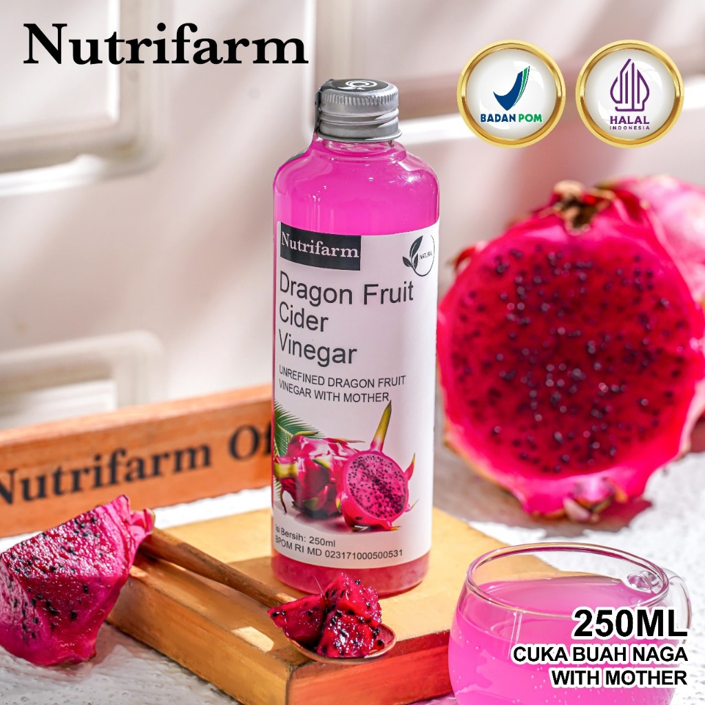 

NUTRIFARM CUKA BUAH NAGA 250 ML ORIGINAL/DRAGON FRUIT VINEGAR WITH MOTHER/CUKA BUAH NAGA ORGANIK TANPA CAMPURAN ORIGINAL