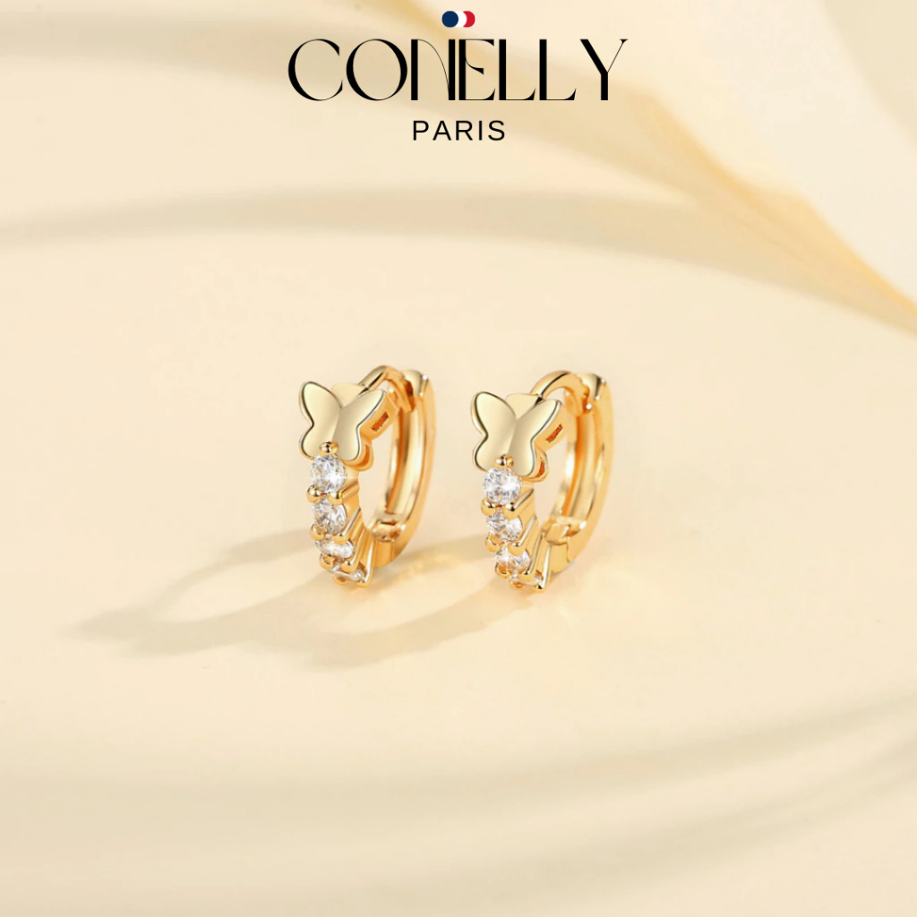 CONELLY - Perhiasan Anting Kupu Kupu Wanita Tidak Karat Titanium Permata Jewellery Anti Luntur Pranc