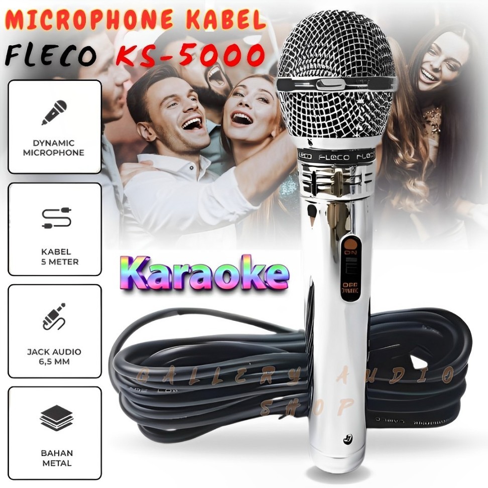 Mic Kabel/Fleco/KS-5000/Wired Microphone,Mic Kabel,Microphone Kabel,Mic Karaoke,Kabel Mik,Mikrofon K