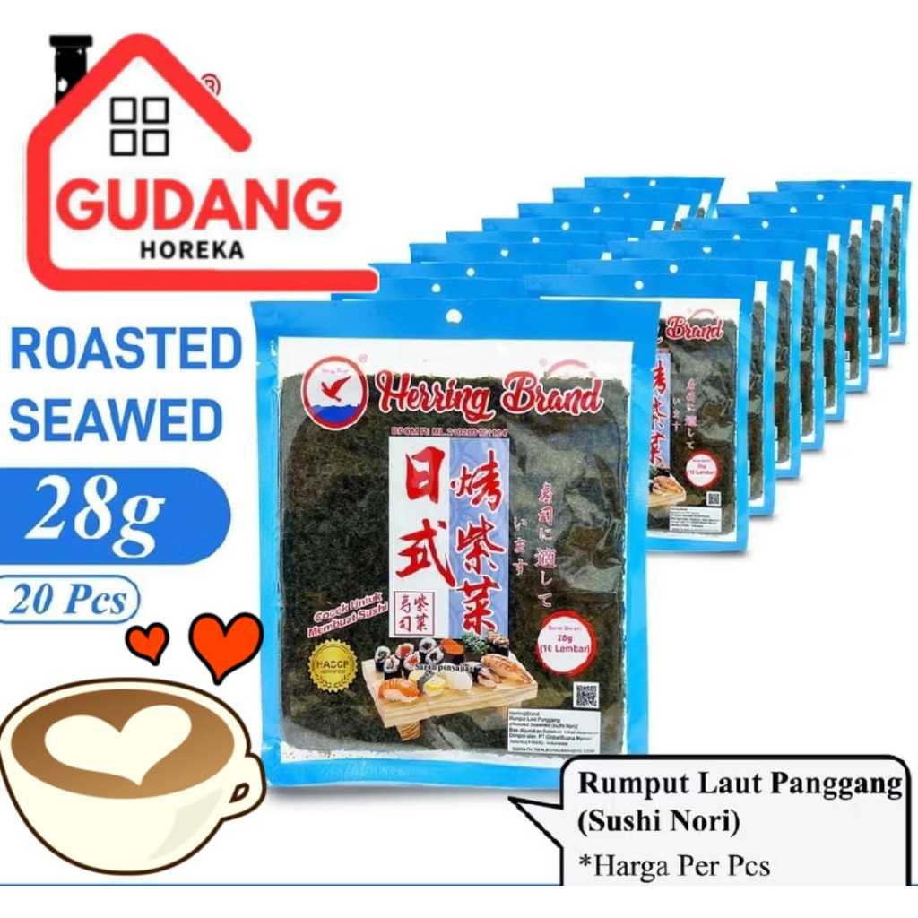 

SUSHI NORI 10 LEMBAR (HB) DRIED SEAWEED RUMPUT LAUT PANGGANG 21 X 19 SUSHI NORI PREMIUM MURAH