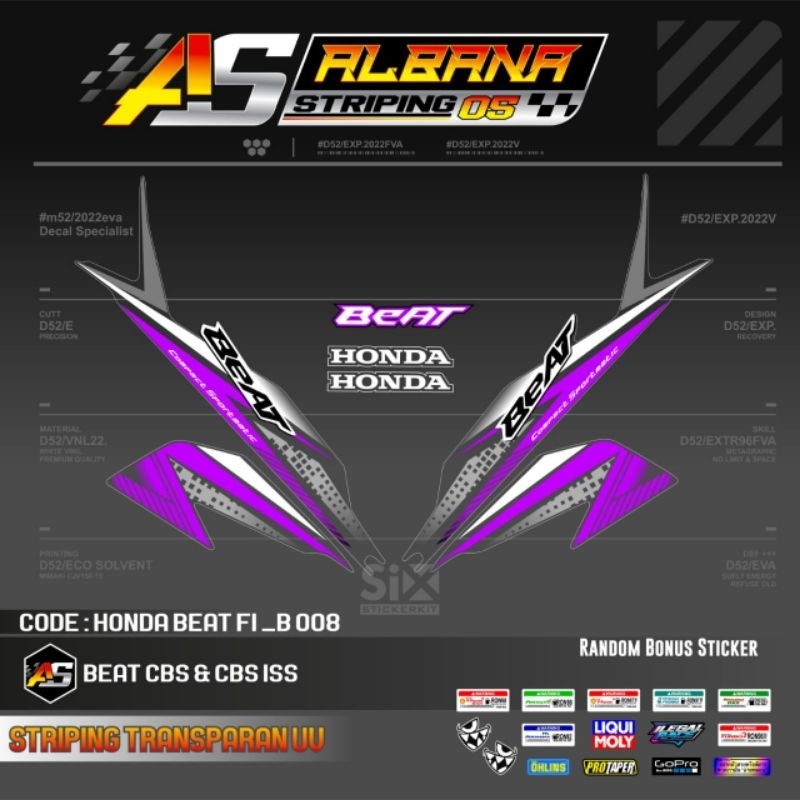 Promo STICKER HONDA BEAT FI 2020 TRANSPARAN/STRIPING BEAT 2020 TRANSPARAN UV