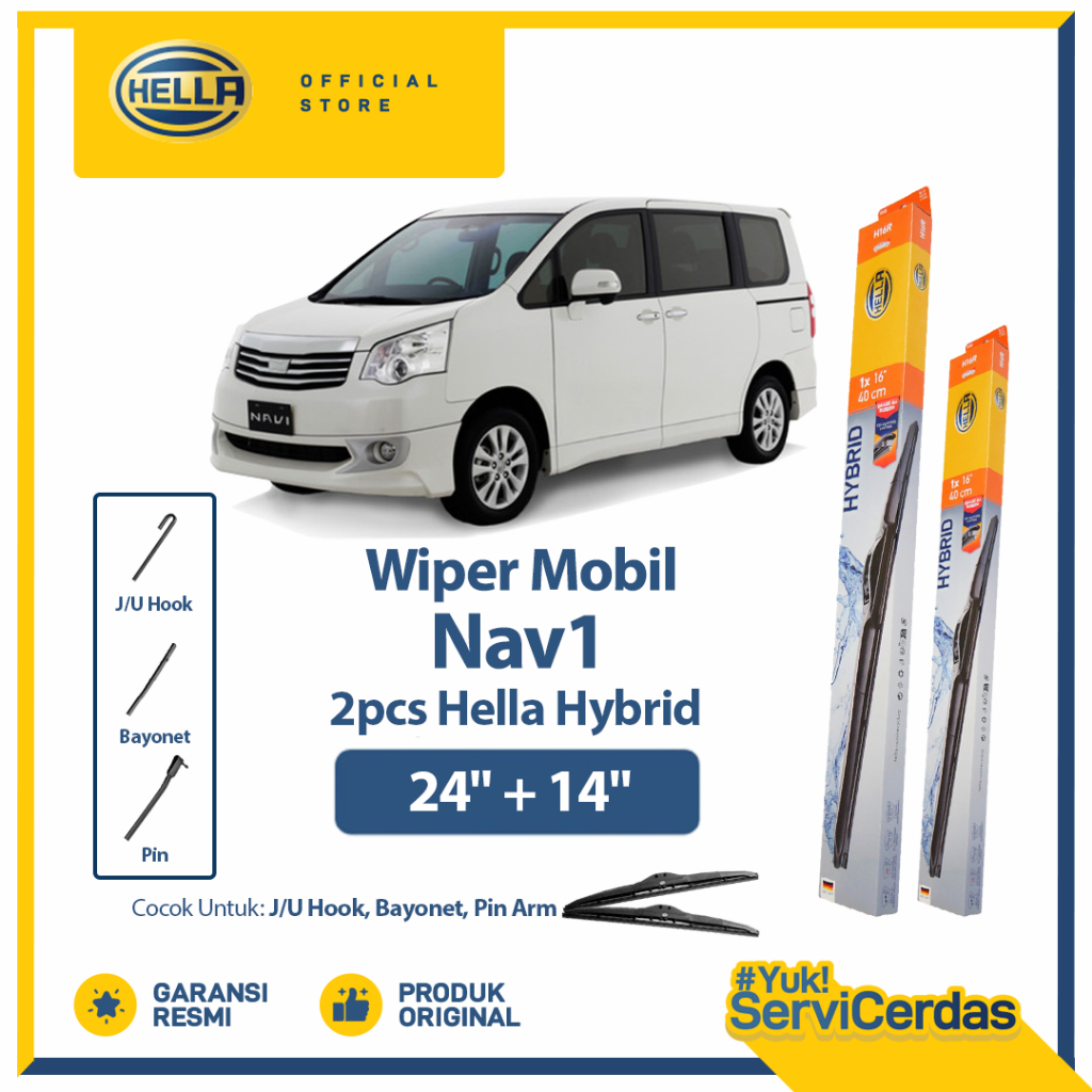 Wiper Mobil TOYOTA Nav1 24” + 14” (2pcs) - HELLA Hybrid