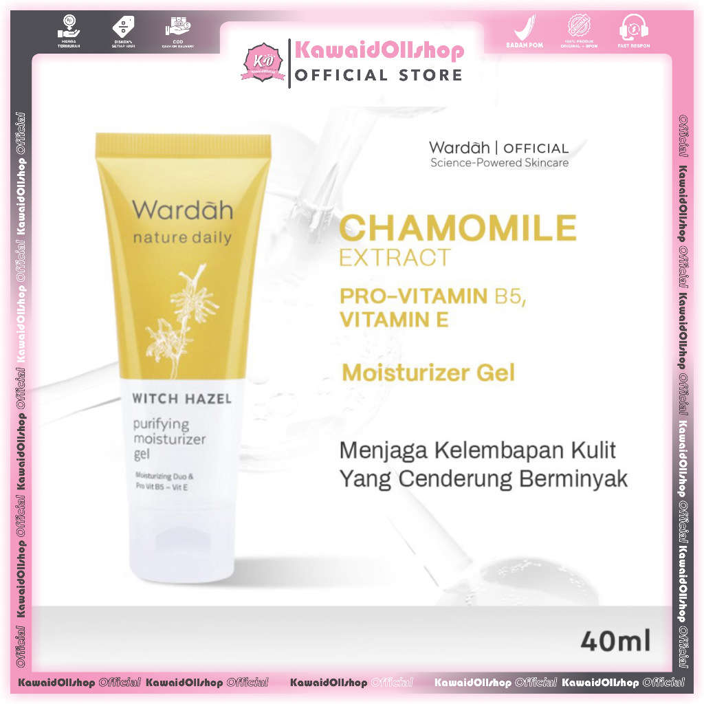 Wardah Nature Daily Witch Hazel Purifying Moisturizer Gel 40 ml
