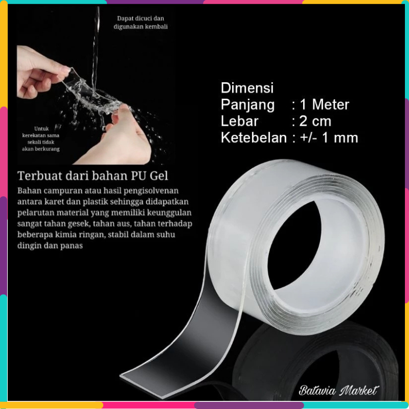 

DOUBLE TAPE TRANSPARANT NANO 2 CM PANJANG 1 METER