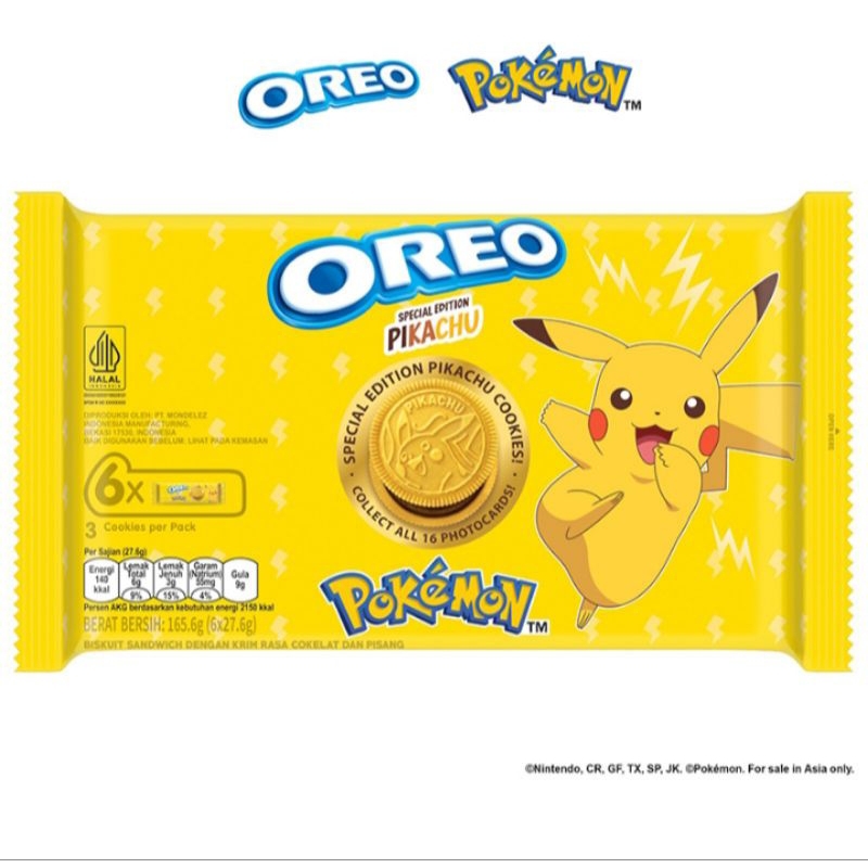 

OREO POKEMON Biskuit Sandwich Chocolate & Banana Cream 6 x 27,6 g