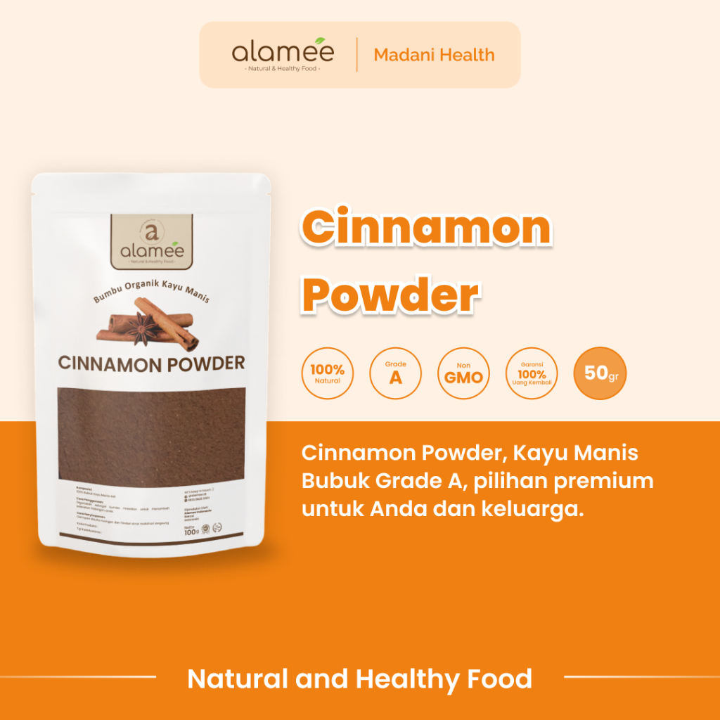 

ALAMEE Kayu Manis Bubuk Cinnamon Seasoning Powder kayumanis Murni Tanpa Campuran Bumbu Organik 50g