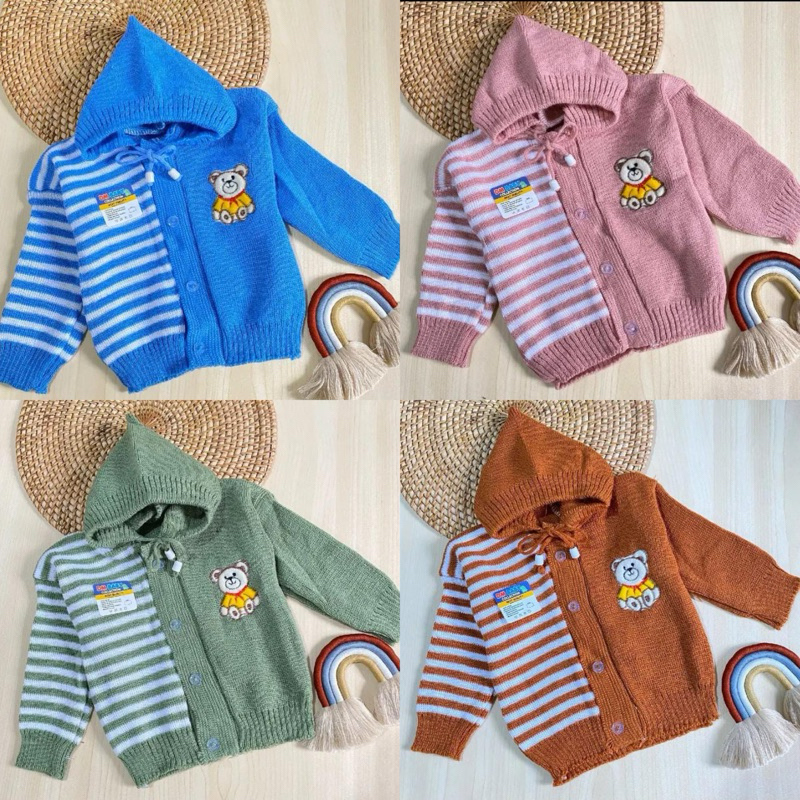 Jaket Rajut Bayi Sweater Bayi Rajut Umur 0-6 Bulan