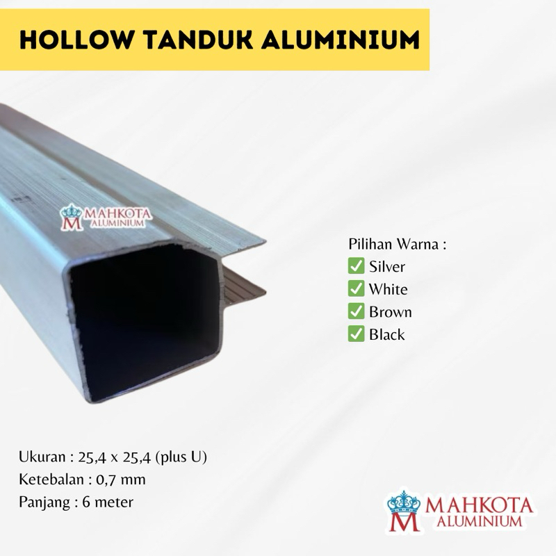 NEW Hollow Bingkai/Tanduk 1 Inch Aluminium Berkualitas 6M