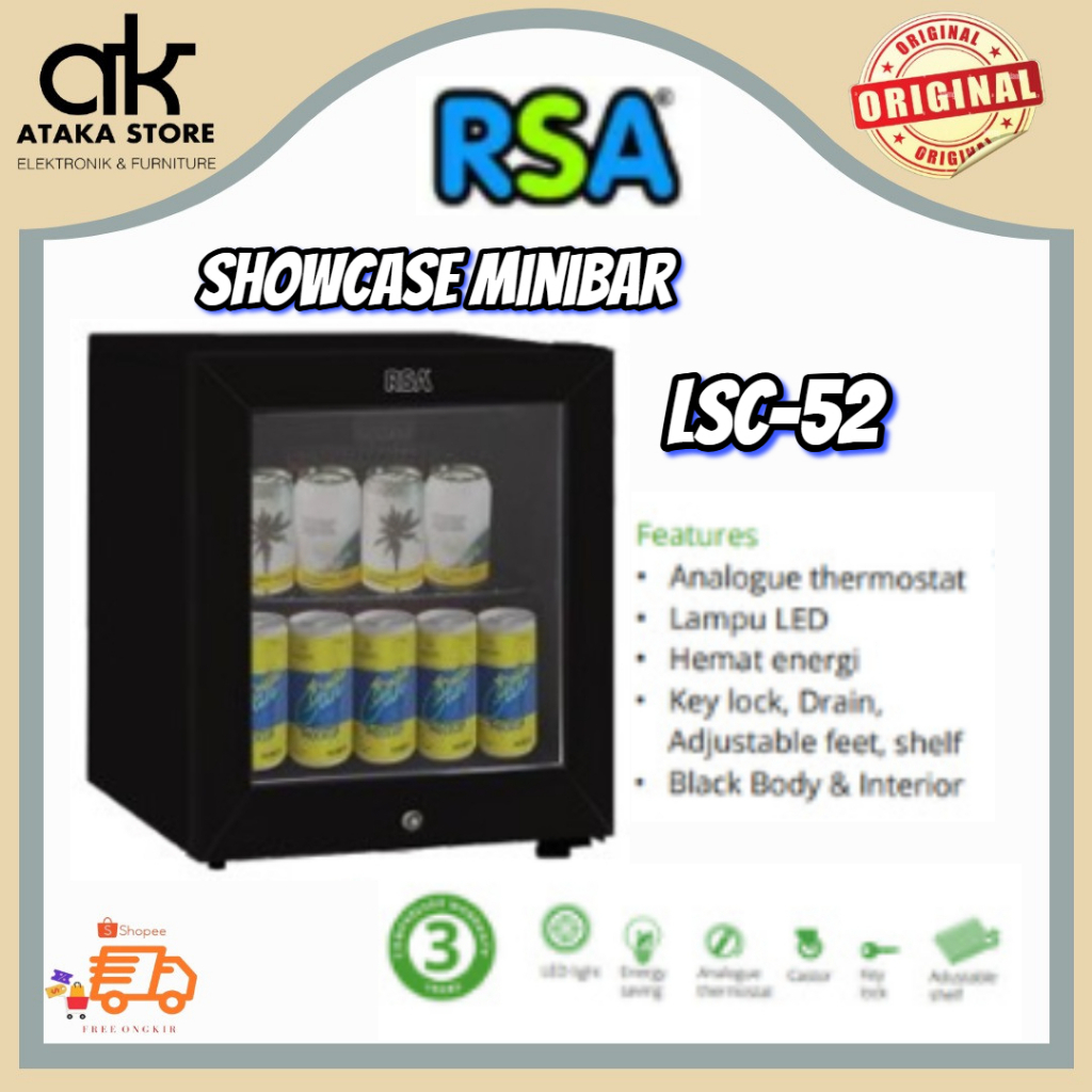 SHOWCASE COOLER RSA LSC52 Kulkas Lemari Display Cooler Mini RSA Showcase Minibar