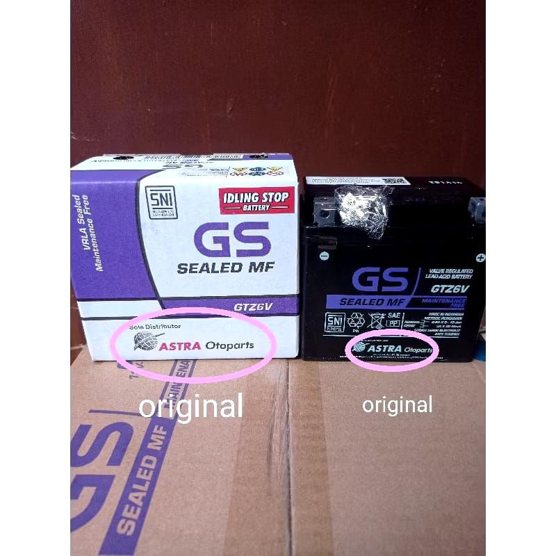 AKI GS ASTRA GTZ6V ORIGINAL AKI GS GTZ6 AKI MOTOR UNIVERSAL SEMUA MOTOR IDLING STOP ISS VARIO PCX NM