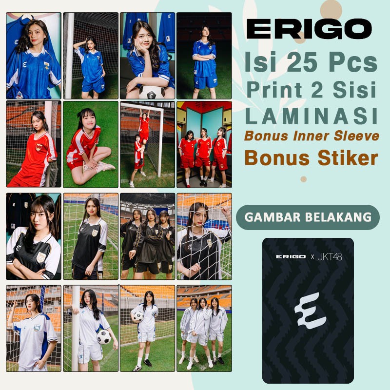 Photocard JKT48 x Erigo Jersey Set 25 Pcs Lomocard 2 Sisi Kertas Tebal