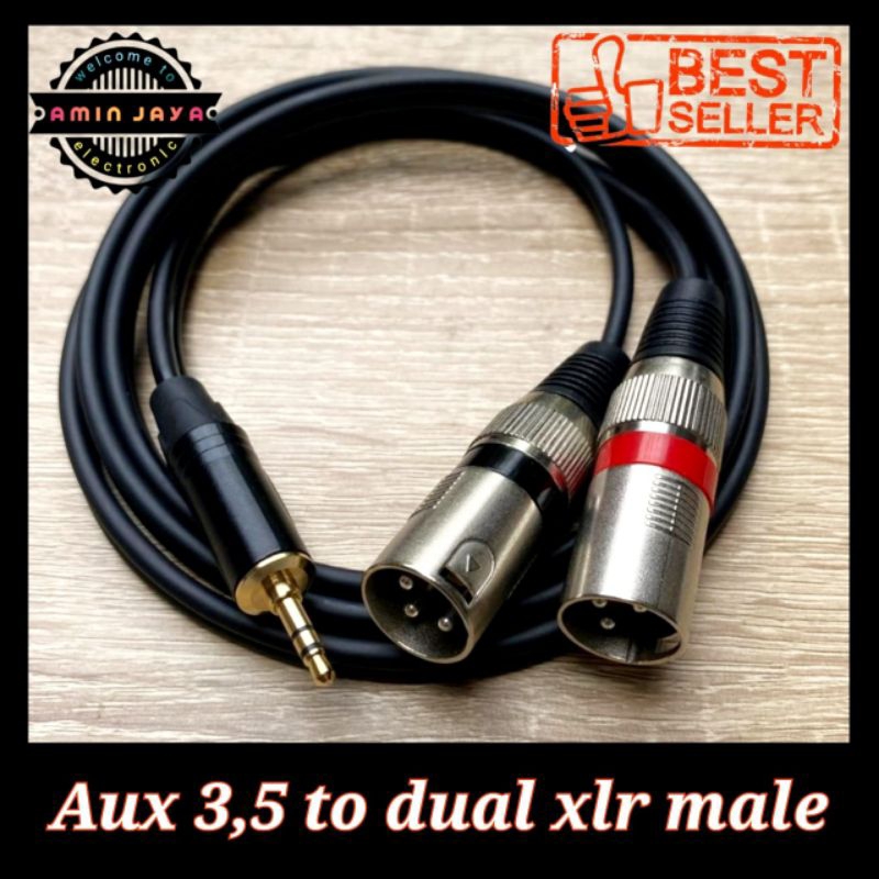Kabel aux 3,5 to dual xlr male / kabel hp ke mixer