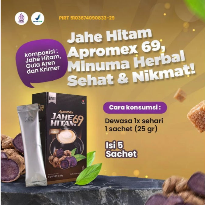 

Apromex | Jahe Hitam 69 Isi 5 Saset | Minuman Herbal tinggal seduh Sehat Dan Nikmat