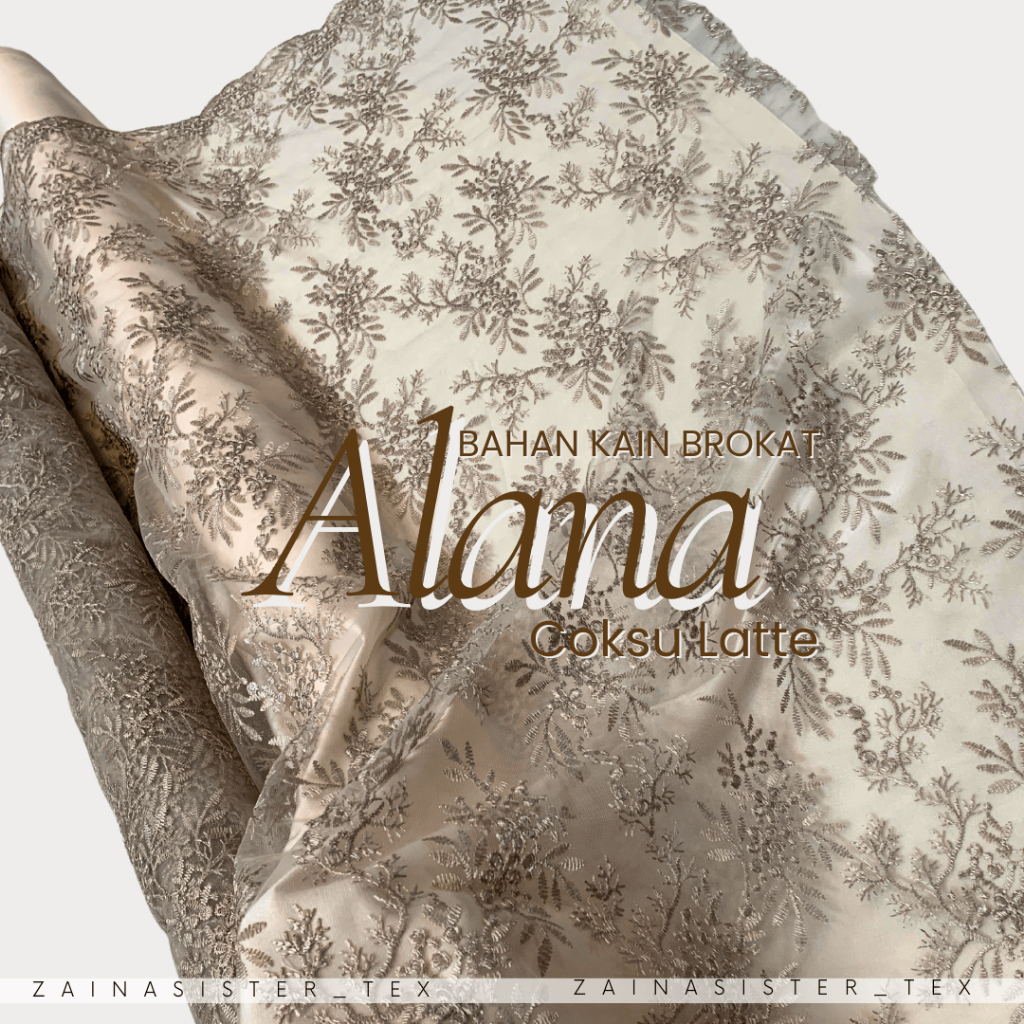 Bahan Kain Brukat Brokat Tile Bordir Payet Motif Bunga Freya Series Warna Coksu Latte Nude Tille Tul