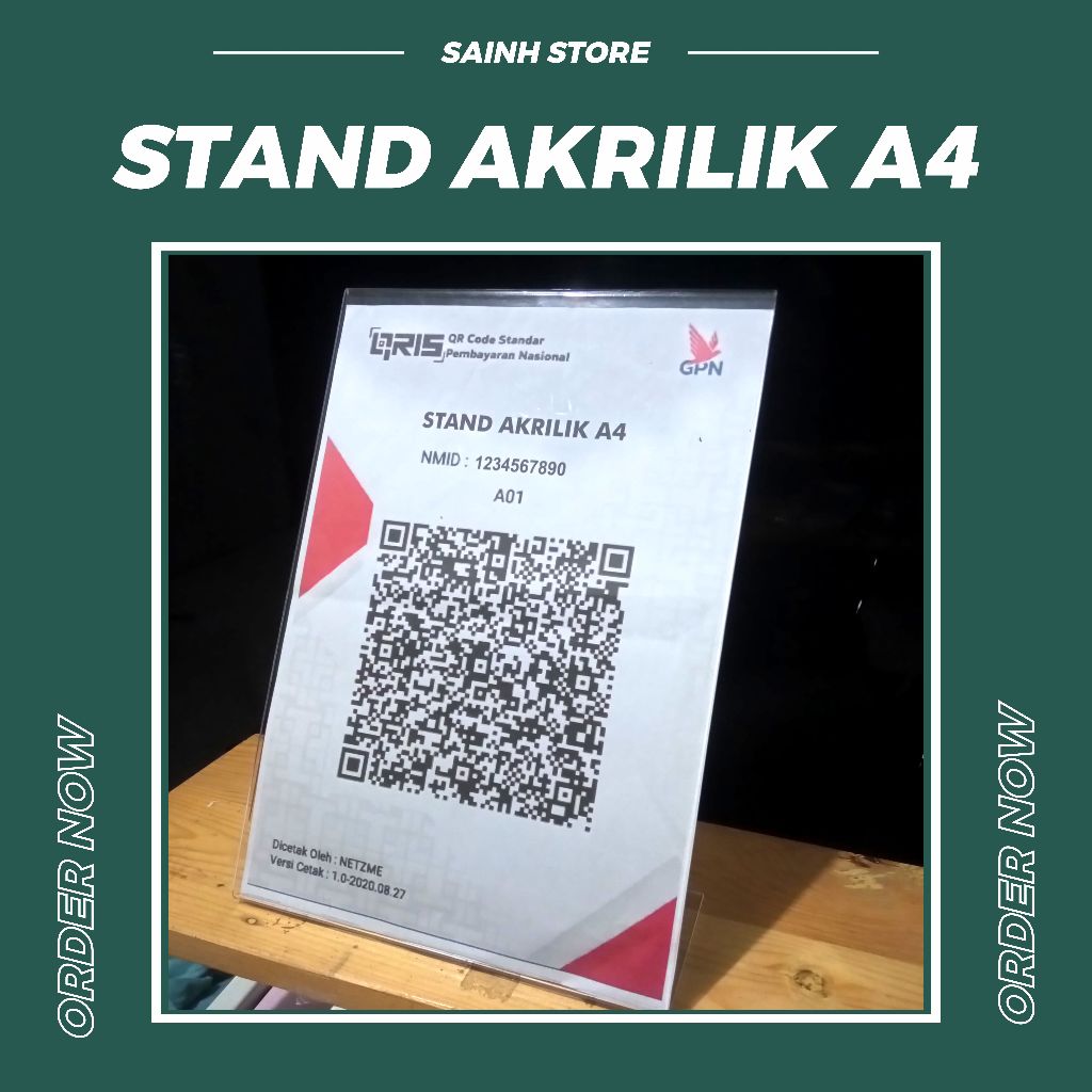 STAND AKRILIK A4 / QRIS / MENU / BROSUR DLL