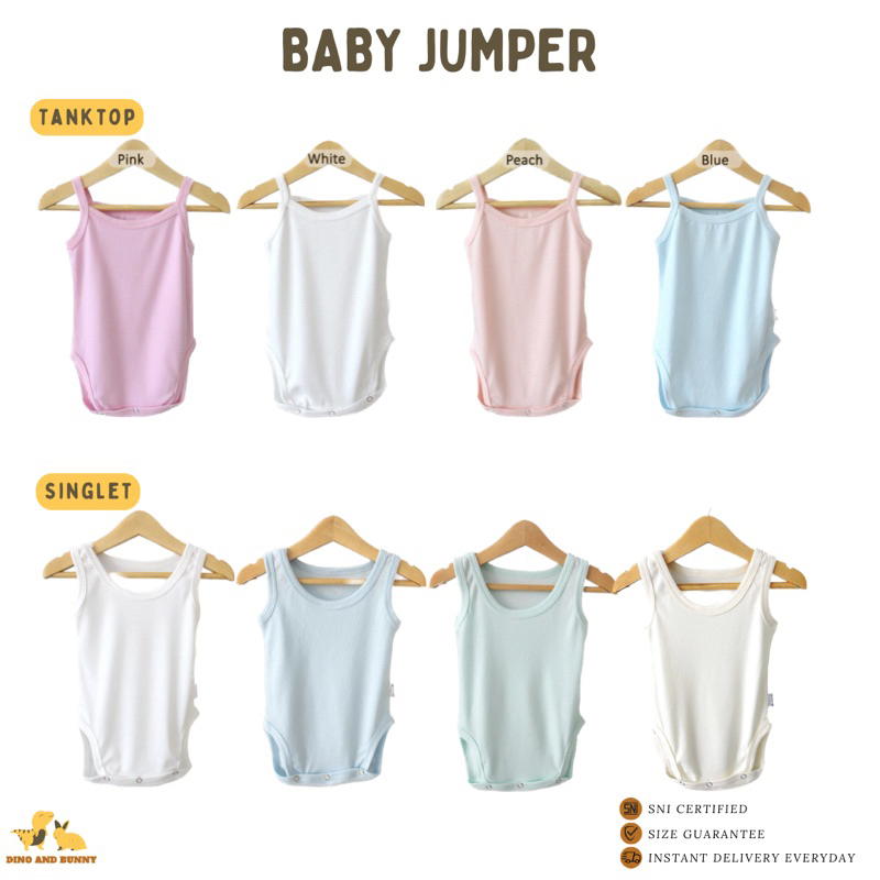DINO AND BUNNY - BABY JUMPER TANPA LENGAN TANKTOP SINGLET BAYI NEWBORN