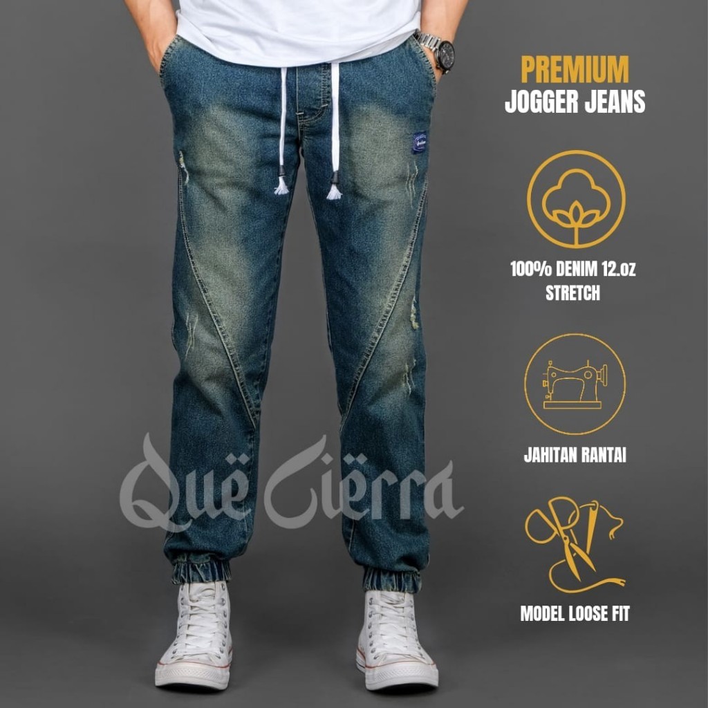 celana jeans joger panjang pria denim riped sobek original premium quality