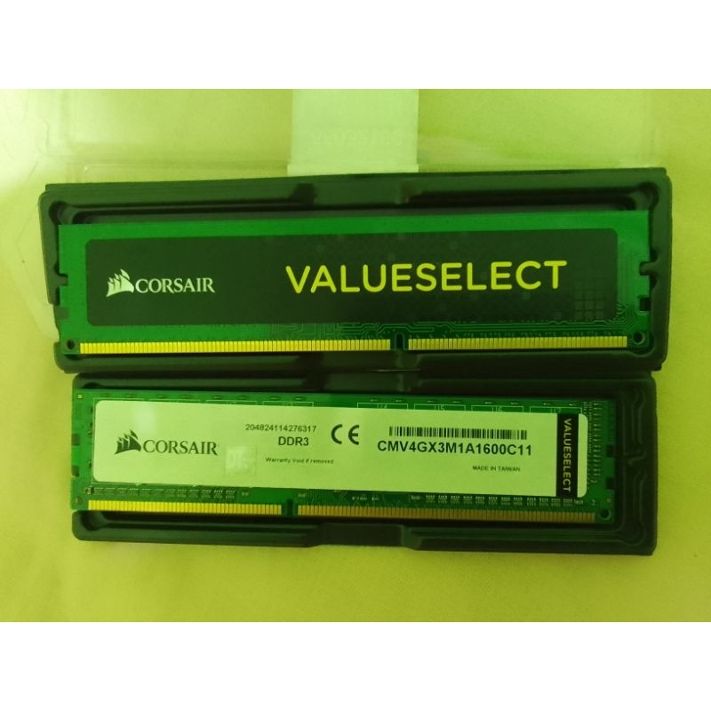 RAM DDR3 4GB 1600MHZ PC3-12800 Corsair ValueSelect CMV4GX3M1600C11 (bekas pakai pribadi, garansi pri
