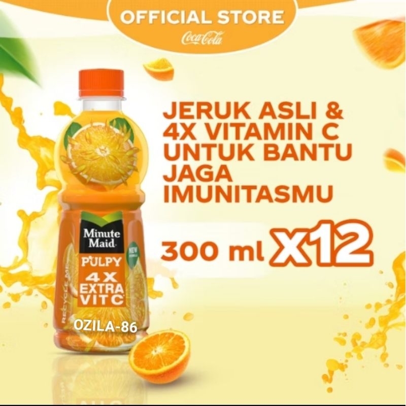 

Minute Maid Pulpy Orange Minuman Jus Bulir-Botol 300 ml x 12pcs