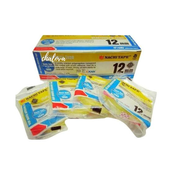 

[LUSIN] ISOLASI NACHI PREMIUM TRANSPARAN/ SELOTIP/ STATIONERY TAPE 12 MM X 72 YARD ISI 12 PCS