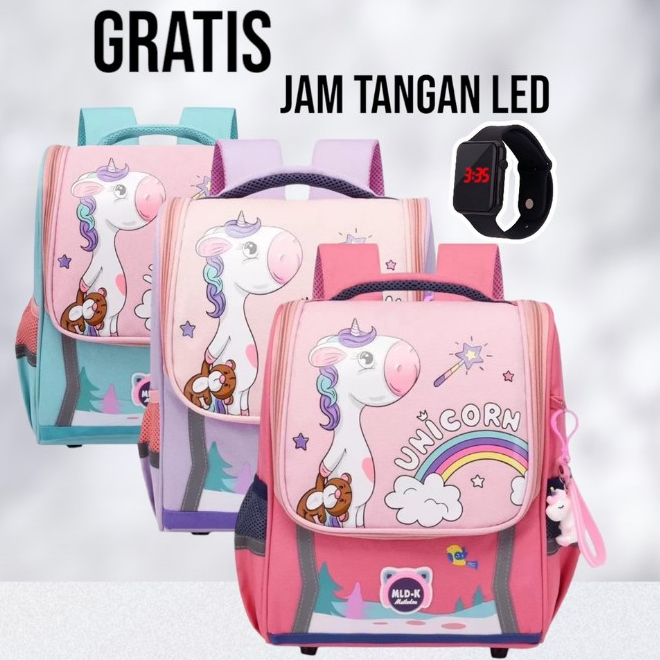 CENIOCEN - Tas Ransel Sekolah Anak Perempuan Motif Unicorn Cute Muat Buku Tema Backpack Hangout Mult