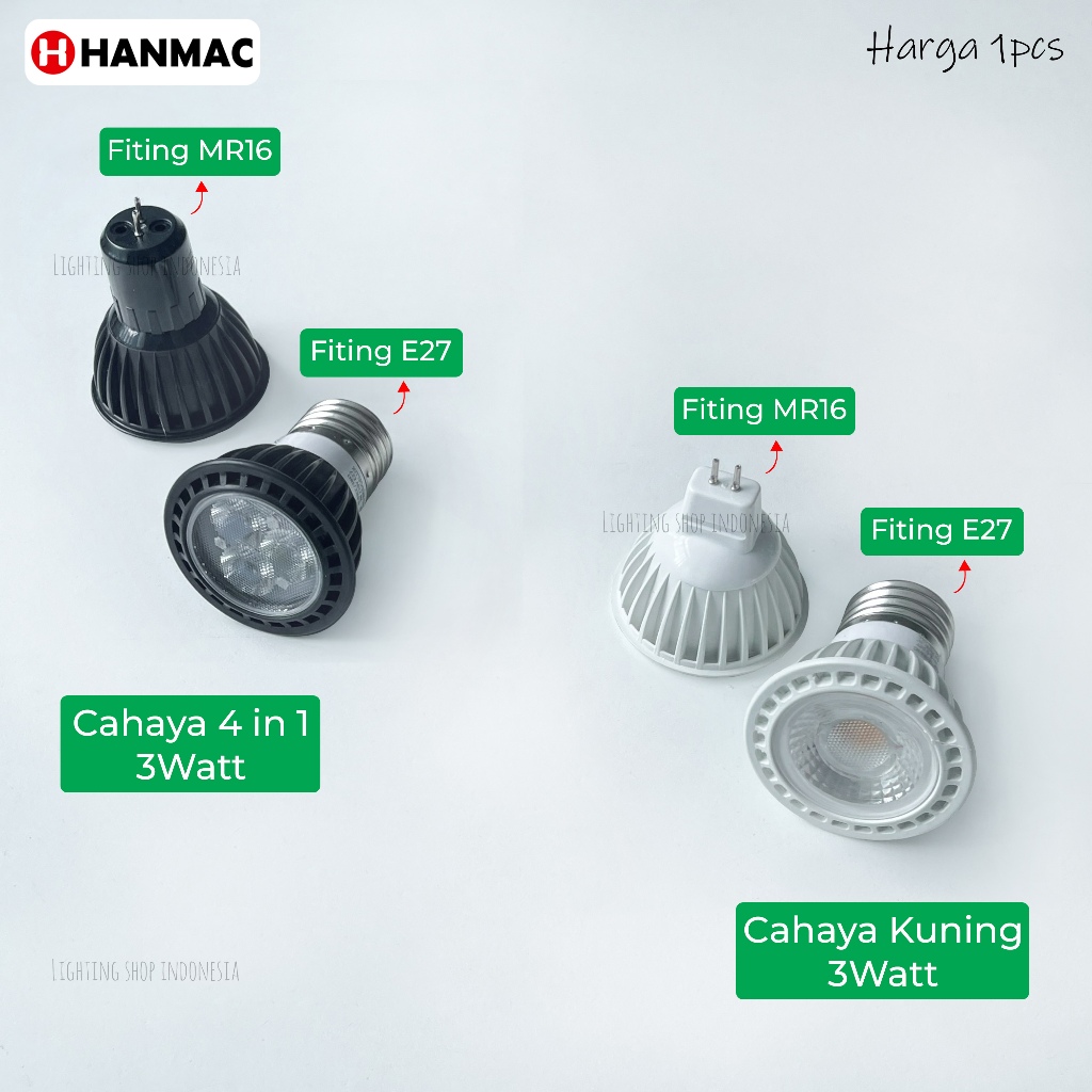 H3Q Lampu halogen led 3W sorot spotlight warm white e27 mr16 / G4 spot