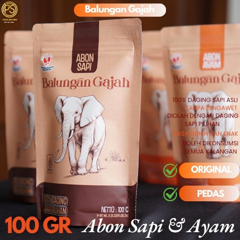 

Abon Sapi & Ayam Original dan Pedas Balungan Gajah 100 gram