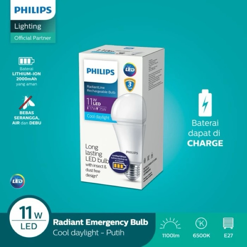 QUEENA STORE LAMPU PHILIPS EMERGENCY 9 watt