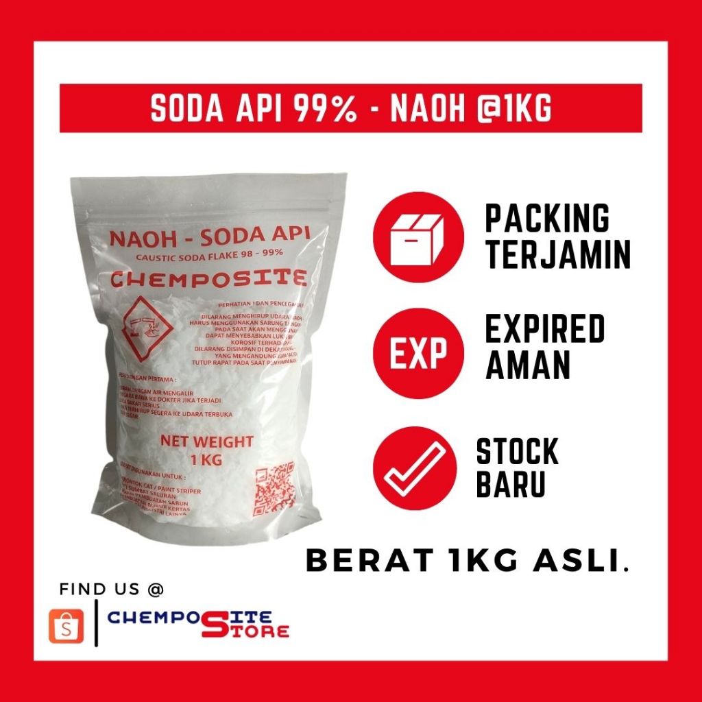 Naoh flake - soda flake - soda kaustik - caustic soda flake - soda api - anti MAMPET wc-kemasan 1 kg