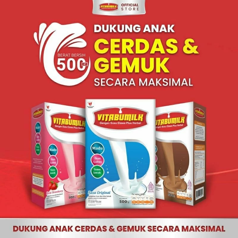 

Susu Penambah Nafsu Makan dan Kecerdasan Anak - VITABUMILK Susu Kambing Etawa Plus Herbal Temulawak