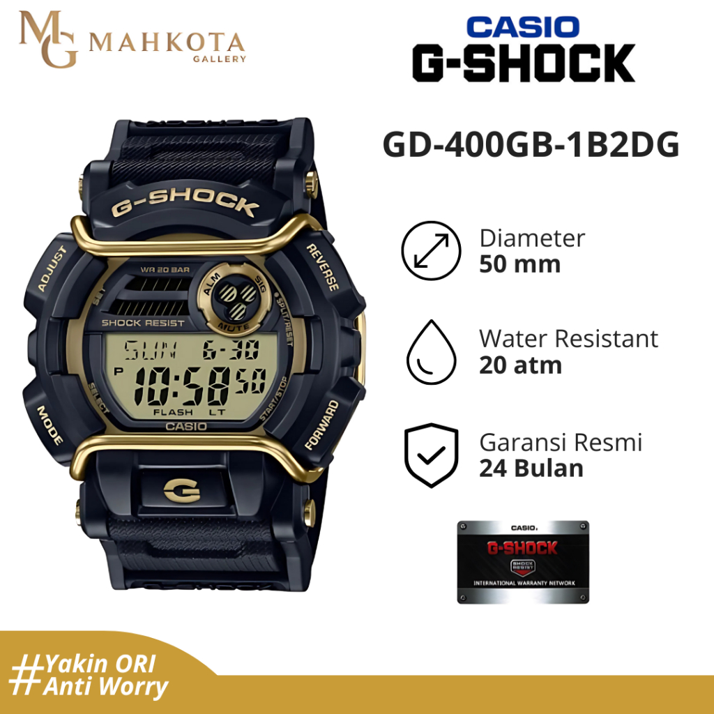 Jam Tangan Pria Digital Casio G-SHOCK GD-400GB-1B2DG Strap Karet Original dan Bergaransi Palembang