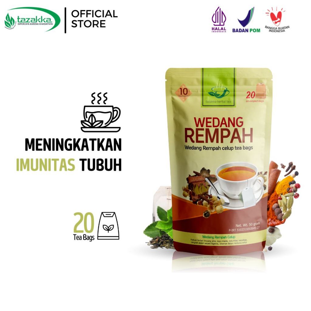 

TAZAKKA Wedang Rempah Teh Celup Herbal Asli Original 20 Kantong Tea Bag Minuman Kesehatan Herbadrink