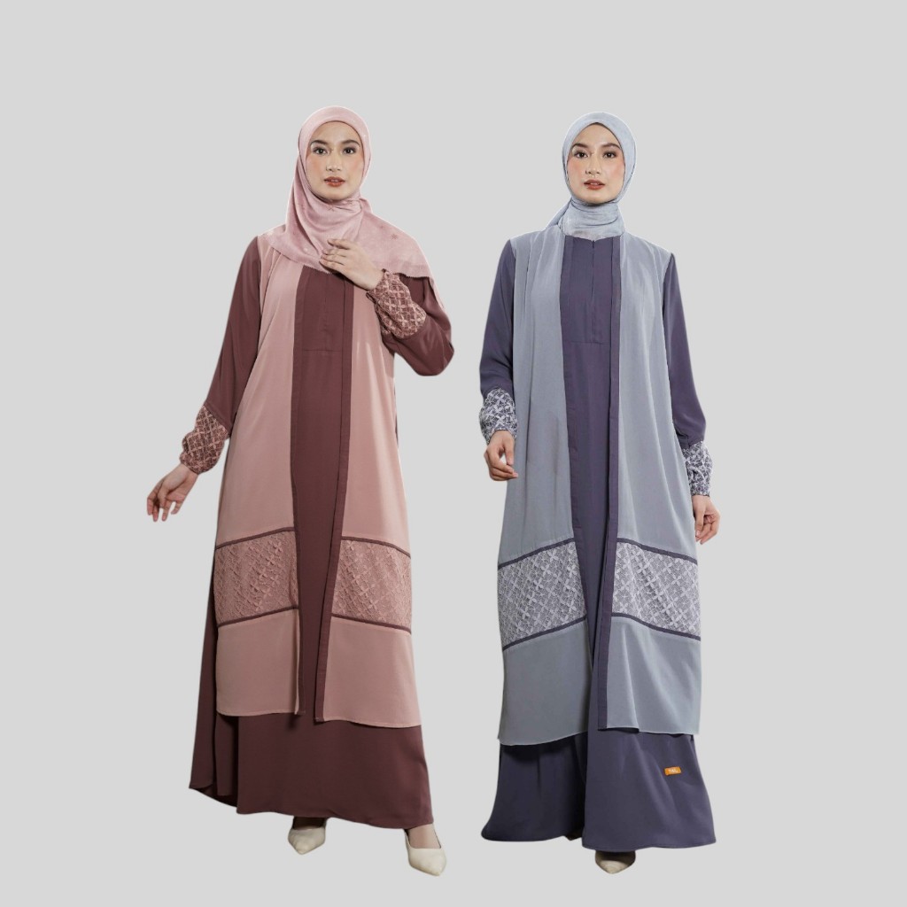GAMIS MODERN TERBARU 2025 NIBRAS ORI FASHION OUTFIT IVORY ROSE BROWN DARK PURPLE BY NBRS FASHION DRE