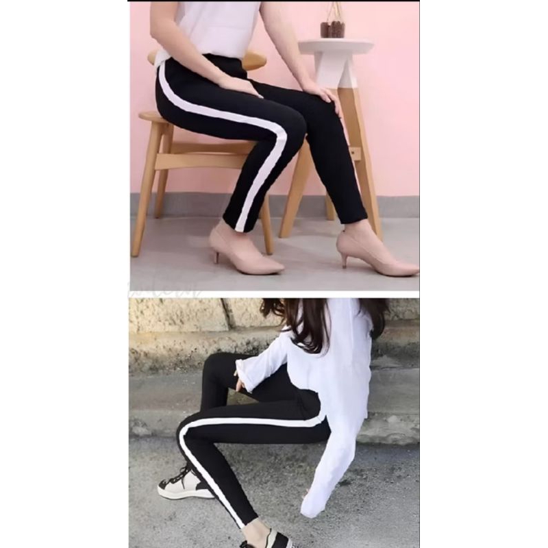legging list putih legging panjang list legging olahraga legging nyaman legging tebal legging adem d