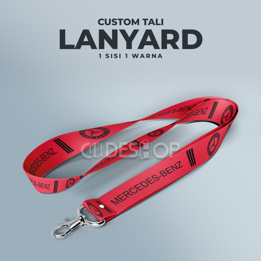 

Custom TALI LANYARD Sablon 90 x 1,5 cm 1 Warna 1 Sisi Plus Stopper