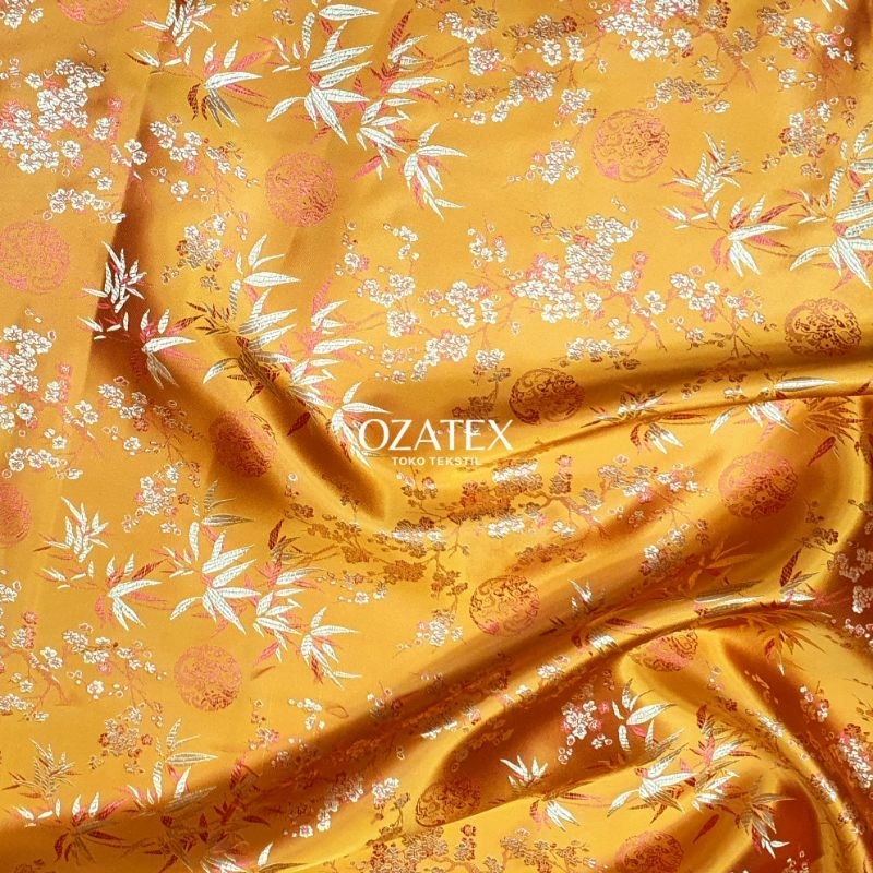 Kain Meteran - Kain - Kain CHEONGSAM - Motif SAKURA BAMBU - Harga Per Setengah Meter