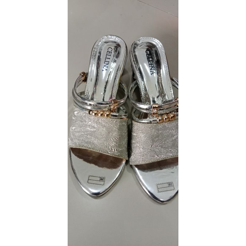 sandal hak kepesta/sandal hak kaca