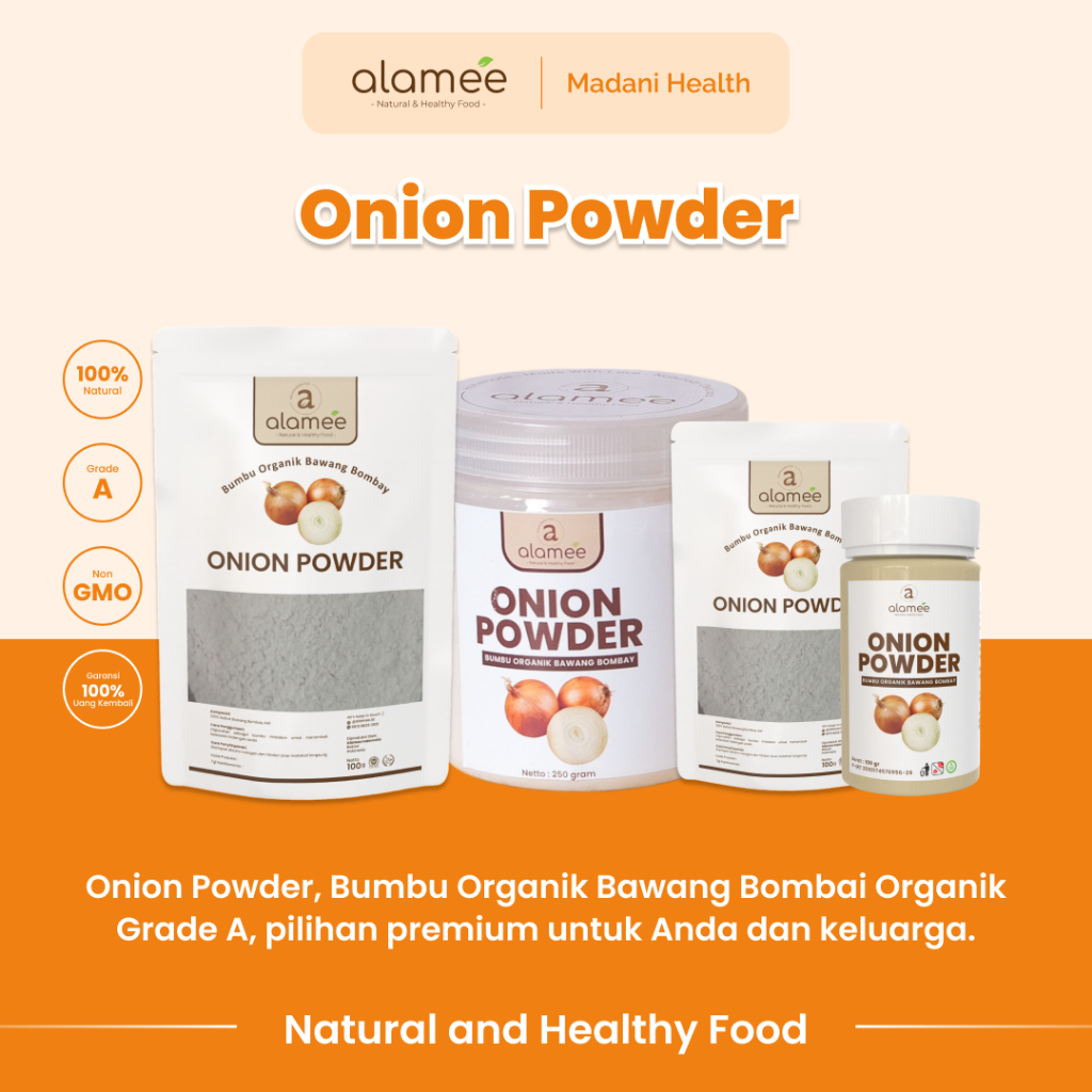 

ALAMEE Bawang Bombay Bubuk Onion Powder Ground Spice Bumbu Bombai Dapur Organik Tanpa Campuran 250g