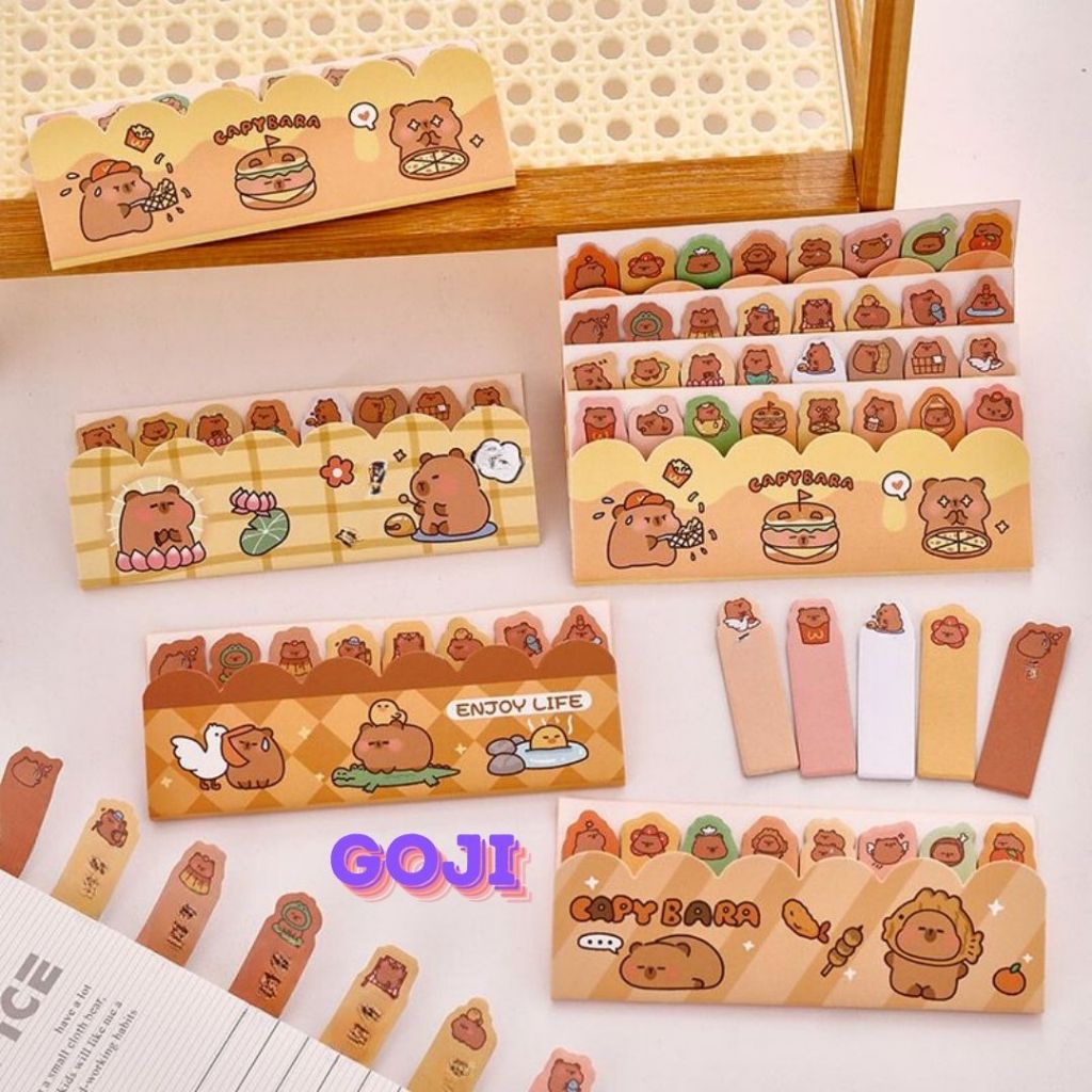 

GOJI Sticky Notes Capybara Set 8 in 1 Isi 120 Lembar Stick Note Catatan Kertas Tempel Memo Pad Lucu